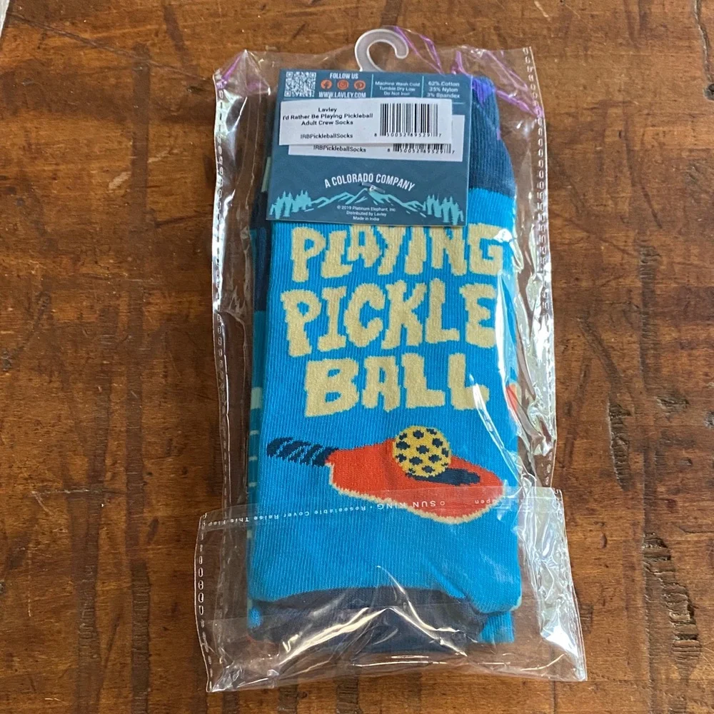 NWT Lavley Colorful I'd Rather be Playing Pickle Ball Socks Stocking Stuffer